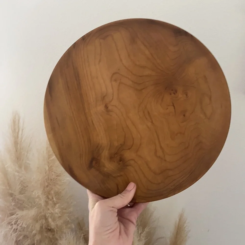 Myrtlewood wooden round tray modern farmhouse decor - Picture 3 of 16